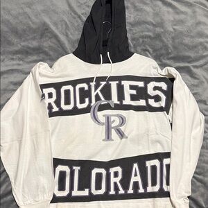 Colorado Rockies Pullover Hoodie AOP VINTAGE- Black and White